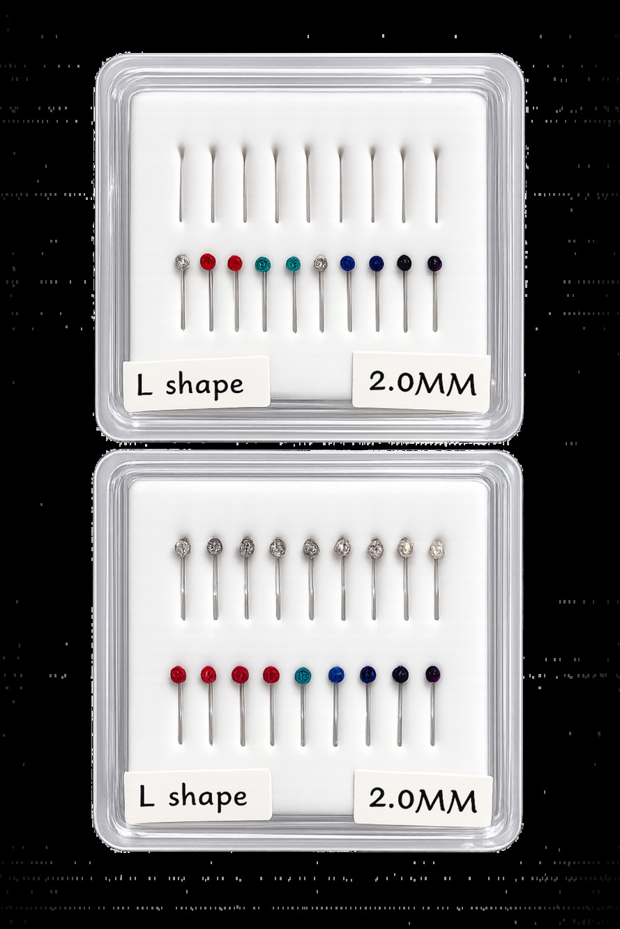 29 PC OF BIO-FLEX MIXED COLOR ROUND CZ L-SHAPE NOSE RINGS BUNDLE